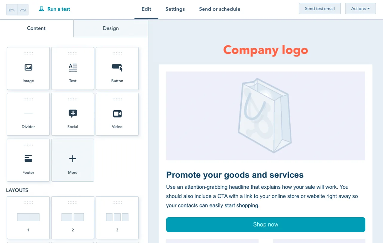 HubSpot Drag-and-Drop Editor