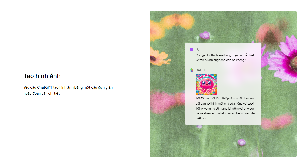 giao diện chat gpt tạo ảnh